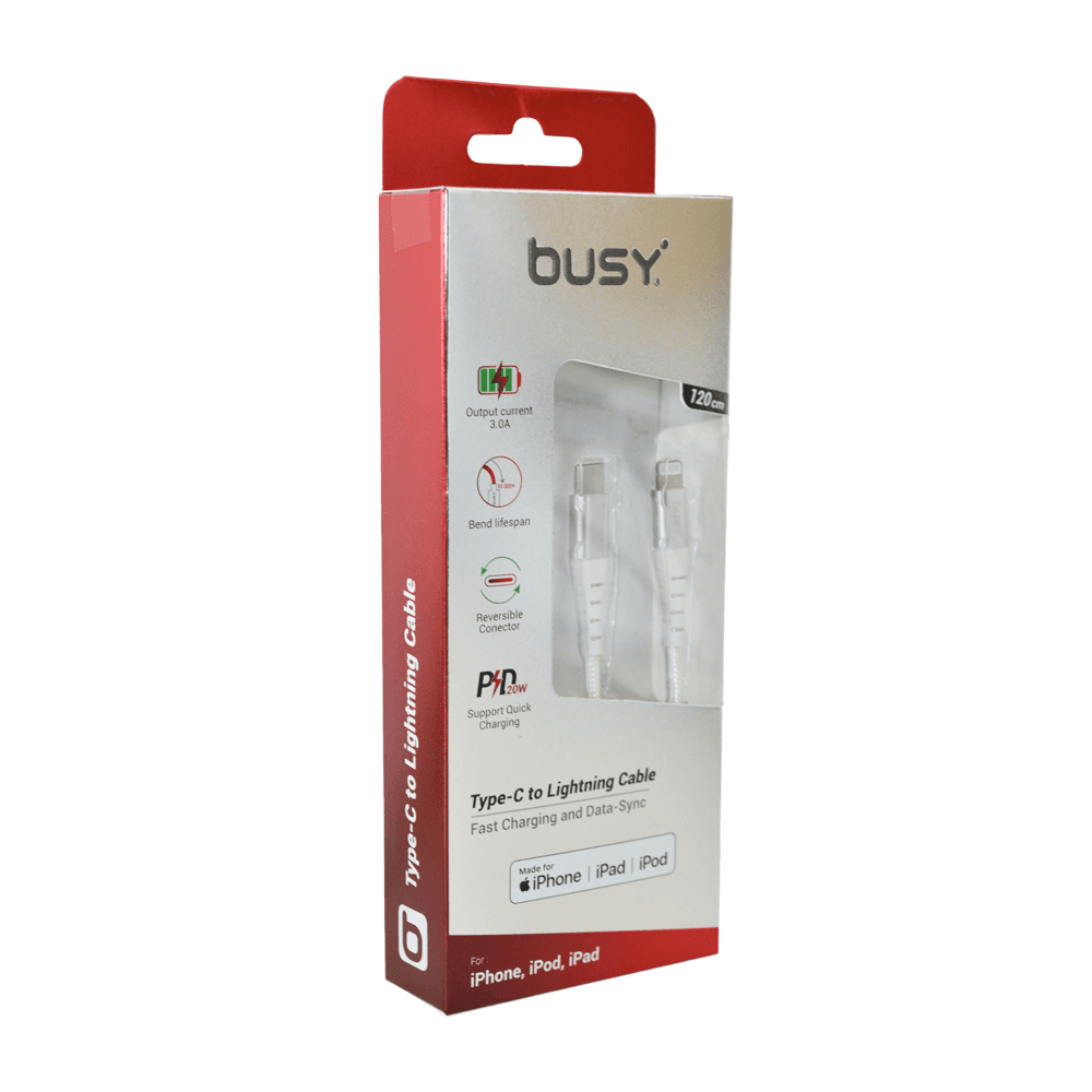 Busy Kabllo per iphone me Type C lightning cable 1.2CM thumbnail 1