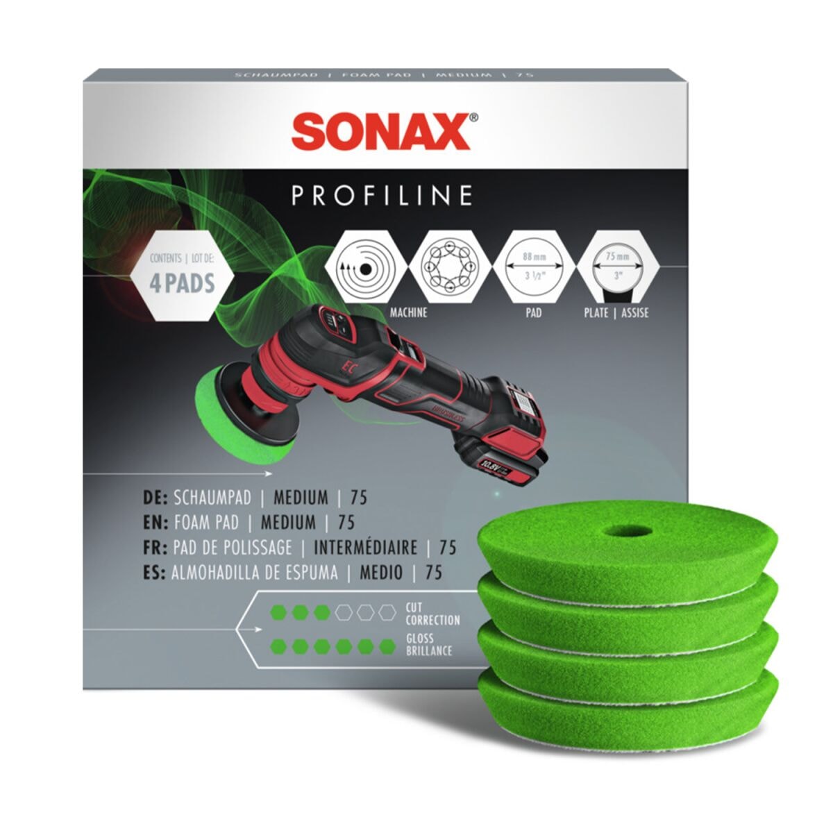 Sonax Profiline Sfungjer per polirim i gjelbert 75 mm set/4